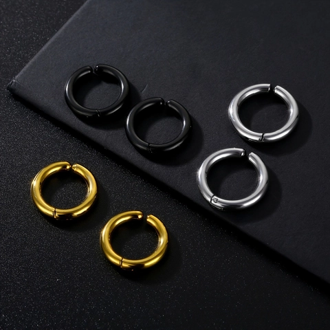 Pendientes de Aro sin Perforación de Acero Inoxidable Juego para Hombres Mujeres Oro Plata Negro Joyería Minimalista Clips de Oreja