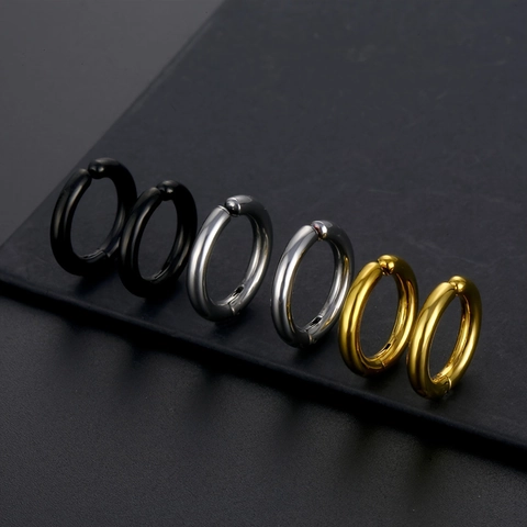Pendientes de Aro sin Perforación de Acero Inoxidable Juego para Hombres Mujeres Oro Plata Negro Joyería Minimalista Clips de Oreja