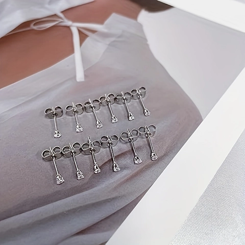 Roestvrijstalen Oorpiercing Gereedschapsset Met Zirkonia Oorknopjes Wegwerp Oorpiercer Set Voor Unisex Sieraden