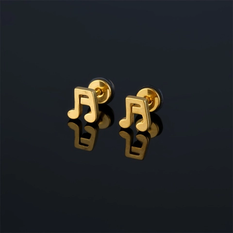 Minimalistische Musiknote Ohrstecker Aus Edelstahl Für Damen Herren Achtelnote Gold Silber Schwarz Mode Schmuck Tägliches Zubehör