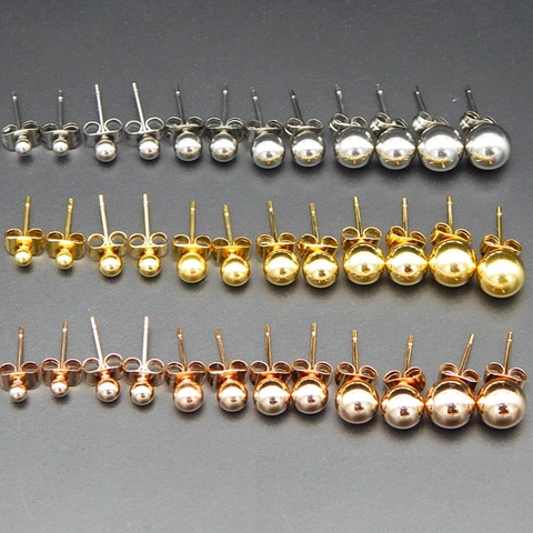 Boucles d'Oreilles Clous Boule Ronde en Acier Inoxydable Hypoallergénique Minimaliste Bijoux Polis Métalliques pour Oreilles Sensibles Homme Femme