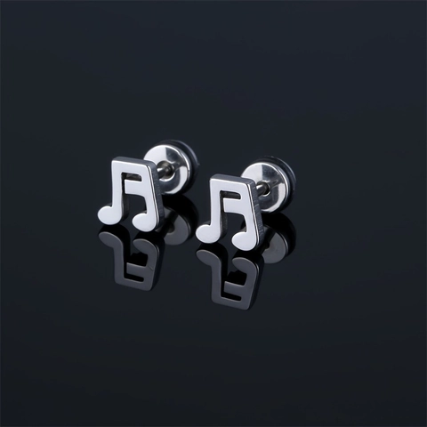 Minimalistische Musiknote Ohrstecker Aus Edelstahl Für Damen Herren Achtelnote Gold Silber Schwarz Mode Schmuck Tägliches Zubehör