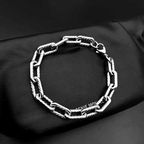 Hip Hop Stainless Steel Bracelet For Men Women Unisex Spiral Textured Link Chain Jewelry Gift Industrial Style