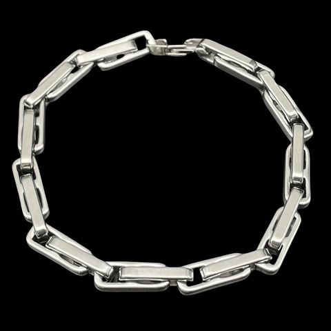 Hip Hop Stainless Steel Rectangular Link Chain Bracelet For Men Women Niche Minimalist Individual Paperclip Style Jewelry Silver Color
