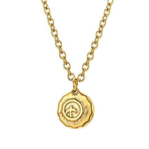 Hip Hop Stainless Steel Pendant Necklace Vintage Hammered Sun Bird Medallion Necklace For Men Women Trendy Jewelry