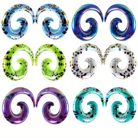 Unisex Acrylic Spiral Ear Tapers Splatter Spotted Ear Expanders Piercing Jewelry For Men Women Colorful Helix Gauges
