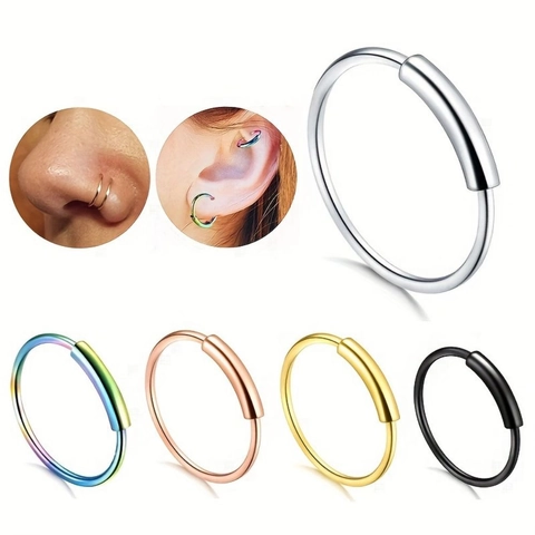 Minimalist Stainless Steel C Shaped Nose Ring Lip Piercing Ear Cartilage Stud Unisex Electroplated Body Jewelry For Everyday Party Wear