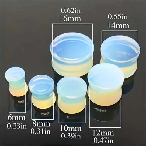 Opal Stone Double Flared Ear Plugs Iridescent Piercing Jewelry For Men Women Body Gauges Expander Stretching Kit