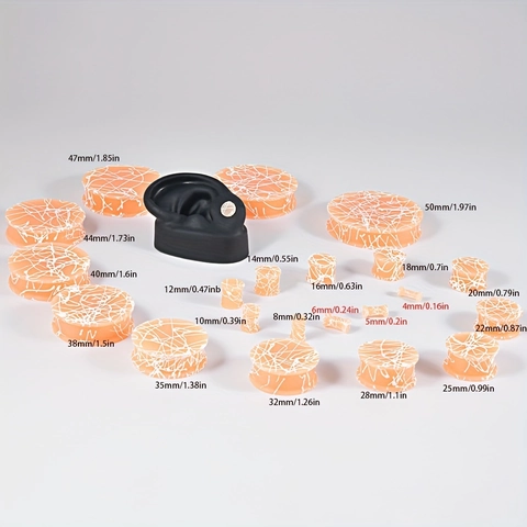 Siliconen Oordoppen Gauges Flesh Tunnels Body Piercing Sieraden Huidskleur Wit Marmerpatroon Oor Expanders Voor Heren Dames