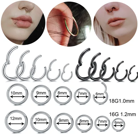 Stainless Steel Hinged Segment Ring Clicker Piercing For Nose Septum Lip Ear Helix Cartilage Minimalist Body Jewelry For Women Men