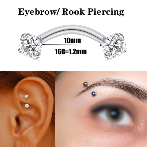 Kit Professionale per Piercing Sopracciglia in Acciaio Inossidabile Con Borchie in Zirconia Aghi Pinze Guanti Gioielli Corpo