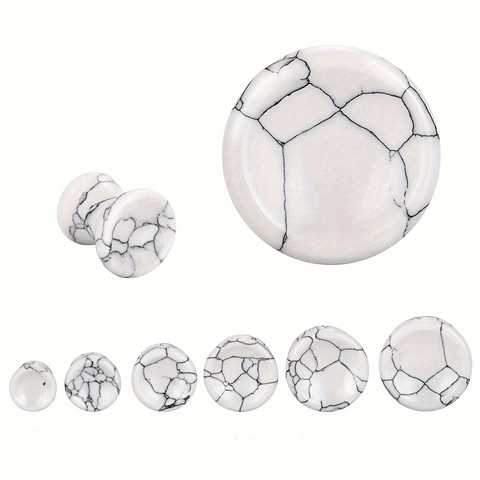 White Turquoise Stone Ear Plugs Double Flare Saddle Ear Gauges Piercing Jewelry For Unisex Men Women Body Jewelry