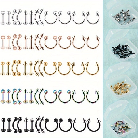 Edelstahl Körper Piercing Schmuck Hufeisenringe Augenbrauenringe Lippenringe Labret Stecker Mit Kugel Und Spitzen Enden Für Unisex Punk Dekor
