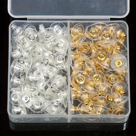 Butterfly Earring Backs With Clear Plastic Pad Gold And Silver Mixed Earring Backings For DIY Jewelry Making Repair Accessories