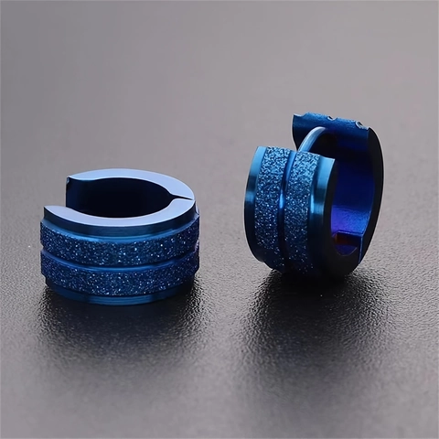 Pendientes de Aro Ancho Esmerilados de Acero Inoxidable para Hombre Mujer Minimalista Arenado Estilo Punk Geométrico Joyería
