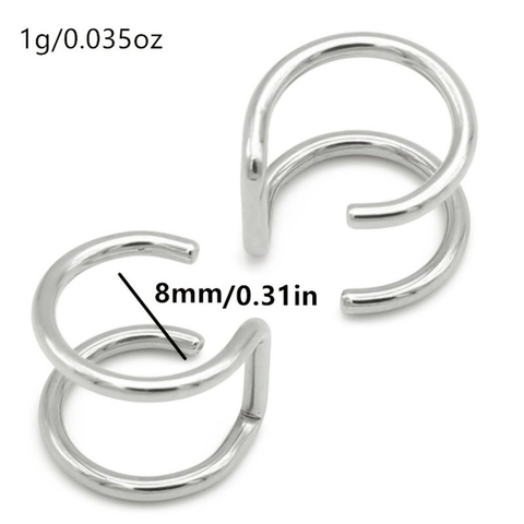 Minimalist Stainless Steel Double Layer C-Shape Lip Ring Ear Bone Clip Non Piercing Punk Jewelry Accessory For Unisex Gift