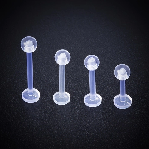 Transparent Acrylic Labret Stud Retainer Flexible Bioplast Lip Ring Piercing Jewelry Unisex Invisible Body Piercing Stud Multipack