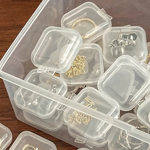 Tragbare Mini Transparente Kunststoff Quadratische Aufbewahrungsbox Für Schmuck Ohrstöpsel Kleinteile Mehrzweck PP Organisationsbehälter