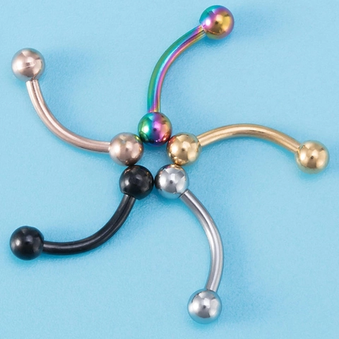 Stainless Steel Curved Barbell Eyebrow Rings Set Gold Silver Black Rose Gold Rainbow Piercing Jewelry For Women Men