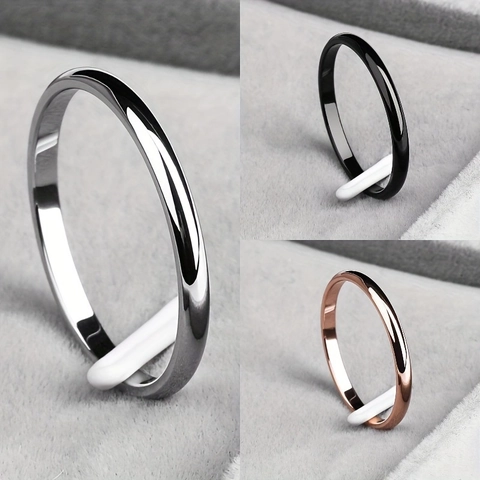Minimalist Stainless Steel Plain Band Ring For Men Women High Polished Comfort Fit Wedding Party Jewelry Finger Ring Gift