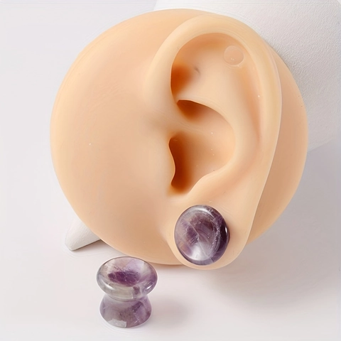 Naturstein Ohr Plugs Tunnel Double Flared Konkav Sattel Stecker Körperschmuck Dehnung Dehner Poliert Massiv
