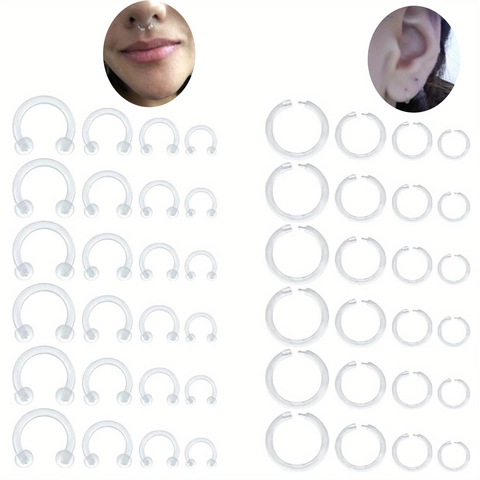 Clear Acrylic Nose Rings Piercing Jewelry For Women Men Transparent Horseshoe Barbell And Hoop Earring Body Piercing Jewelry