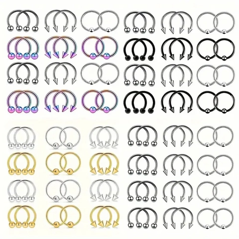 Stainless Steel Body Piercing Jewelry Set Horseshoe Barbells Captive Bead Rings Nose Cartilage Earring For Men Women