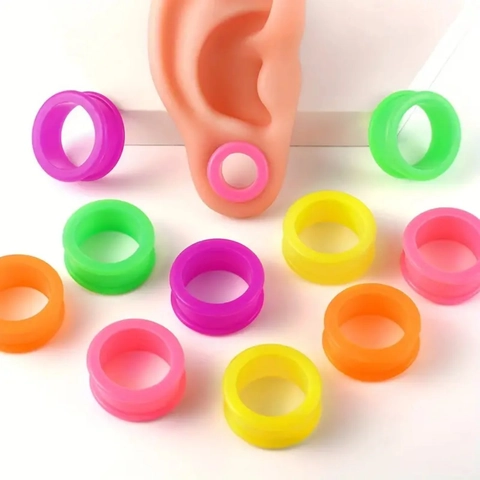 Flexible Silikon Ohr Tunnel Doppel Flare Hohl Ohr Stretching Gauges Plugs Für Body Piercing Schmuck Unisex Accessoires