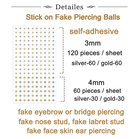 Falsche Gesicht Piercing Aufkleber Und Pinzette Metallic Gold Silber Lippen Nase Augenbrauen Stecker Aufkleber Damen Party Make-Up