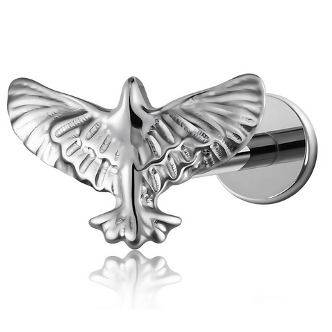 G23 Titanium Medical Grade Eagle Wings Labret Stud Helix Earring Piercing Jewelry For Women Men Silver Body Jewelry