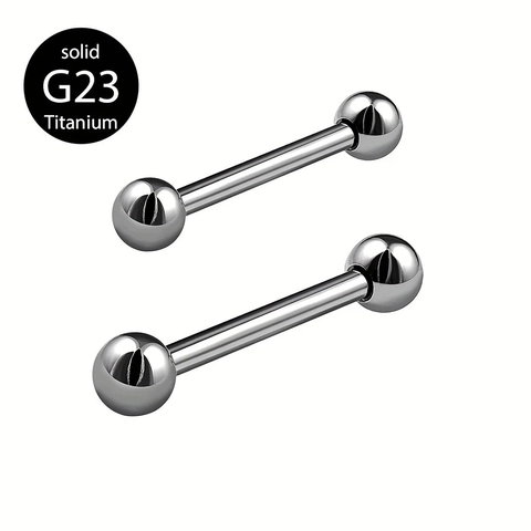 Massief G23 Titanium Inwendig Schroefdraad Tongpiercing 14G Barbell Body Piercing Sieraden Met Ronde Bal Unisex Zilveren Kleur
