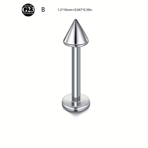 Solid G23 Titanium Labret Stud Lip Ring Externally Threaded Ball Spike Flat Back Body Piercing Ear Cartilage Stud Jewelry
