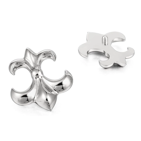 G23 Titanium Fleur De Lis Piercing Stud Internally Threaded Labret Lip Ring Gothic Silver Punk Body Jewelry For Men Women