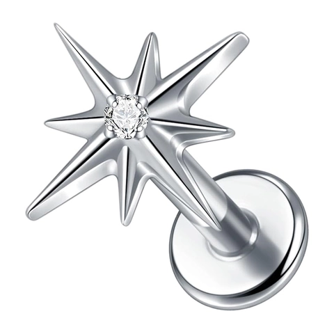 G23 Titan Nordstern Labret Stecker Mit Innengewinde Und Zirkonia Für Lippen Ohrknorpel Tragus Piercing Schmuck