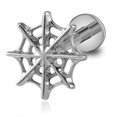 G23 Titanium Spider Web Lip Ring Piercing Ear Stud Medical Grade Stud Earrings For Men Women Body Jewelry Silver Color