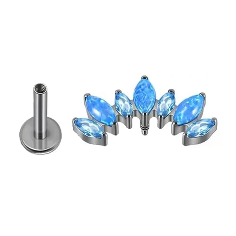 Labret Piercing in Titanio G23 Zirconia 5A Forma di Ventaglio Marquise Filettatura Interna F136 Titanio Orecchino Helix