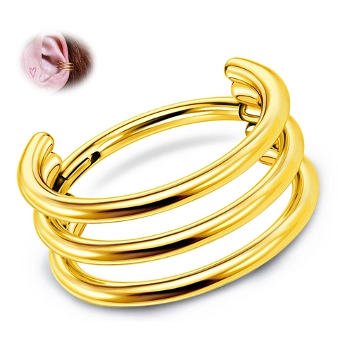G23 Titanium Triple Layer Hinged Segment Ring 16G Nose Hoop Ear Cartilage Helix Piercing Jewelry For Women Men Gold Silver