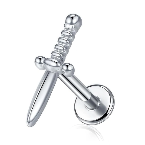 G23 Titan ASTM F136 Schwert Dolch Innengewinde Labret Lippen Ohr Knorpel Tragus Stecker Piercing Schmuck Für Herren Damen