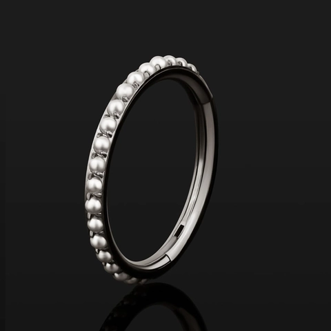 Anillo Clicker con Bisagra de Titanio ASTM F136 Para Piercing de Nariz Oreja Con Perla Artificial Zircón Plata Accesorio de Cuerpo