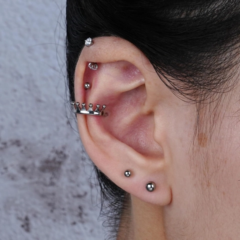 G23 Solid Titanium Labret Stud Internal Thread Ball Cone Spike Ear Cartilage Piercing Jewelry Hypoallergenic Body Jewelry
