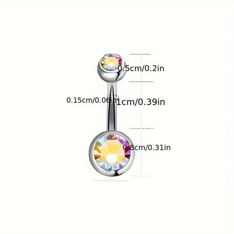 Anillo de Ombligo de Barra Curvada de Acero Inoxidable Con Circón e Incrustación Doble de Diamantes Joyas de Piercing Mujer