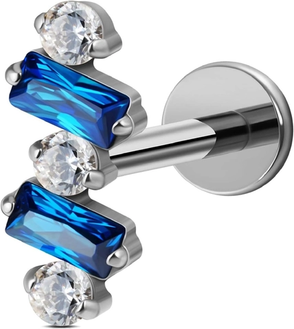 F136 Titanium Labret Stud Inwendige Schroefdraad Lipring Zirconia Boogvorm Geometrische Body Piercing Sieraden Kraakbeen Oorbel