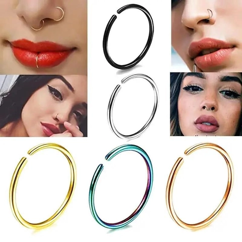 Anneau de Nez en Acier Titane Forme en C Bijoux de Piercing Septum pour Femmes Hommes Lèvre Helix Cartilage