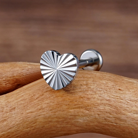 Piercing Labbro in Titanio Orecchino Cartilagine ASTM F136 Minimalista Helix Tragus Gioielli Corpo Geometrico Cuore Tondo