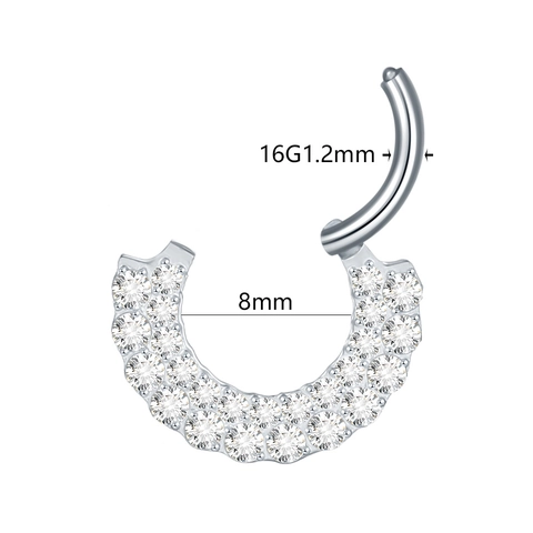 G23 Titanium Double Row Zirconia Hinged Clicker Ring For Septum Piercing Ear Cartilage Helix Daith Hoop Body Jewelry