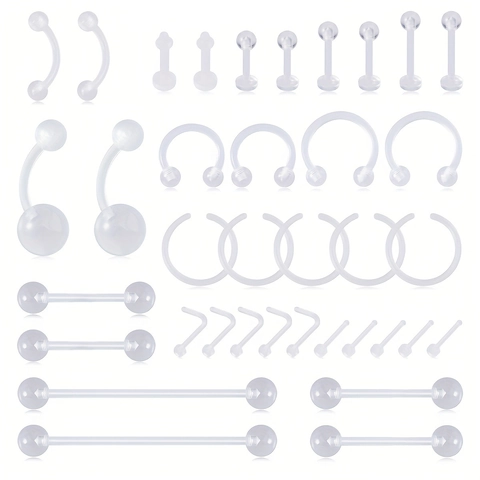 Clear Acrylic Bioflex Body Piercing Jewelry Nipple Tongue Nose Eyebrow Belly Lip Rings Studs Retainer Invisible Accessory