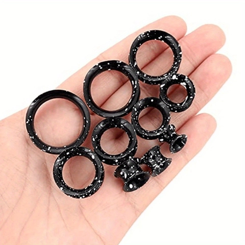 Schwarze Silikon-Ohr-Tunnel Mit Weißem Spritzmuster Double Flared Flexible Ohr-Expander Stretching Piercing Schmuck Für Unisex