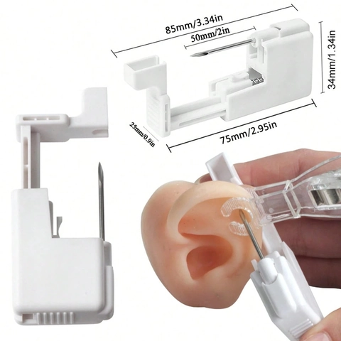 Kit de Pistolet Auto-Perçage du Nombril Avec Anneaux en Acier Inoxydable et Zircone Cubique Outil de Piercing Marqueur Pince Bijoux de Corps Femme
