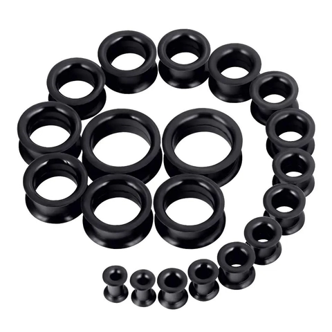 Flexible Black Silicone Double Flare Ear Tunnels Stretching Piercing Body Jewelry Fashion Ear Gauge Expanders For Men Women