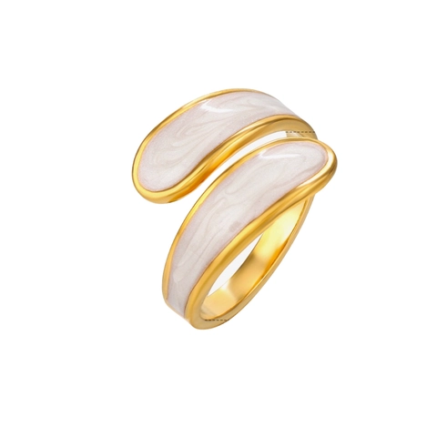 Minimalist Stainless Steel Enamel Open Ring For Women Gold Plated Geometric Irregular Adjustable Finger Ring Fashion Jewelry